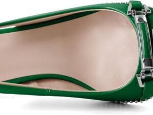 AUMOTED Sandalias de vestir cómodas de 2.5 pulgadas para mujer, con cuentas y puntera puntiaguda, tacón bajo