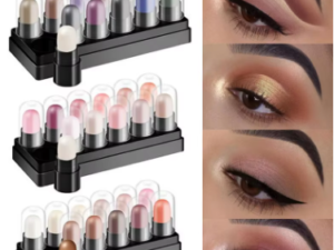Juego de lápices de sombra de ojos, 12 colores, resistente al agua, de larga duración, brillo, sombra de ojos, resaltador, palo, herramientas de maquillaje