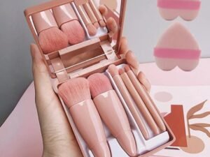 5pcs Travel Size Makeup Brushes Set Mini Makeup Brushes, Small Complete Function Cosmetic Brushes Kit With Case And Mirror Perfe