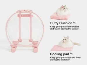 VETRESKA Pet Carrier with 2 Mats, Pink Pet Transport Luggage