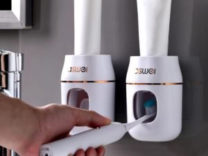 Multifunction Wall Mounted Automatic Toothpaste Dispenser and Toothbrush Holder Set