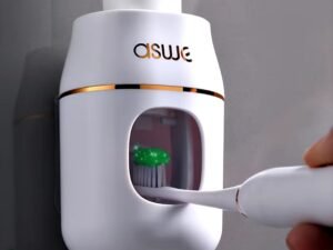 Multifunction Wall Mounted Automatic Toothpaste Dispenser and Toothbrush Holder Set