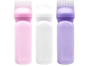 3 Color Salon Hair Oil Applicator Bottle Professional Hairdressing Dyeing Comb Bottles Barbershop Hairdresser