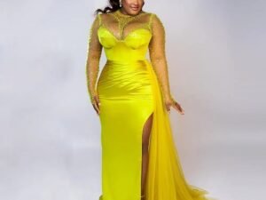 obe de soirée, manches longues Robe de soirée sirène à col,