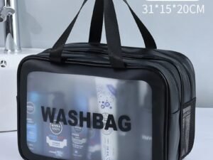 Sac de maquillage en PU double transparent, séparation sèche-humide, sac de lavage portable, sac de rangement de cosmétiques, voyage fitness, essentiels de natation