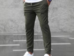 Men’s Casual Pants With Pockets Fashion Slim Fit Drawstring Trousers