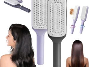 Brosse à Cheveux Autonettoyante avec Peigne rétractable