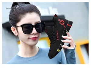 Tenis Feminino 2024, zapatos vulcanizados para mujer, zapatillas suaves ligeras de malla de aire, zapatos planos con plataforma y cordones, zapatos