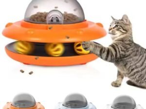 Disque Volant Électrique Mangeoire Automatique pour Chiens et Chats – Jouet Interactif Anti-Dérapant