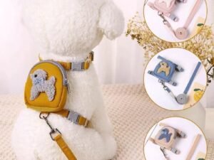 Sac à Dos SFP Imprimé Animal Mignon pour Chiots et Chats – Ensemble de Laisse Inclus