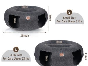 Lit Tunnel pour Chat Peekaboo – Grotte Douillette à Double Ouverture pour Chats de Taille Moyenne et Grande
