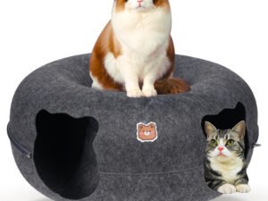 Lit Tunnel pour Chat Peekaboo – Grotte Douillette à Double Ouverture pour Chats de Taille Moyenne et Grande