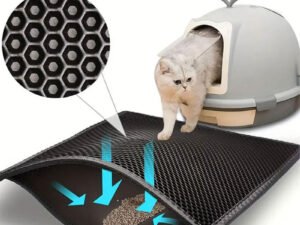 Tapis de Litière pour Chat Imperméable et Double Couche – Protection Efficace contre les Débris