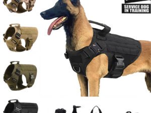 Gilet Militaire Tactique pour Animaux de Compagnie – Ensemble Harnais et Laisse pour Chiens