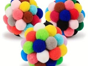 Boule en Peluche Élastique Colorée pour Chat – Jouet Amusant avec Cloche